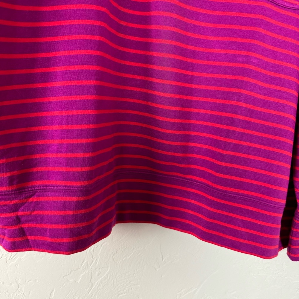 Gap Hoodie Cloud Light Pullover Sweatshirt Knit Striped Purple Red Jersey Fabric - Picture 4 of 8